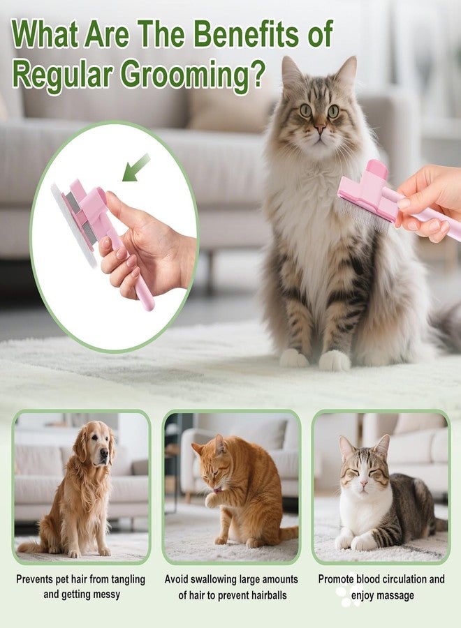 JIGVA Pet Grooming Kit with Comb & Hair Remover Glove | Ideal for Cats and Dogs | Deshedding Glove, Flea Brush, Massage Tool & Easy Clean Release Button Comb | Portable Shedding Solution - Image 3